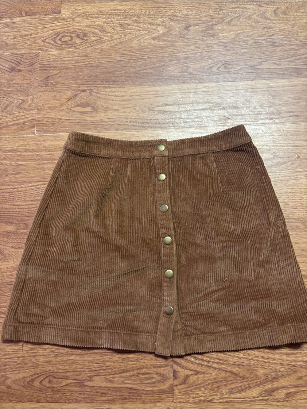 Tobi Brown Corduroy Button-Front Mini Skirt